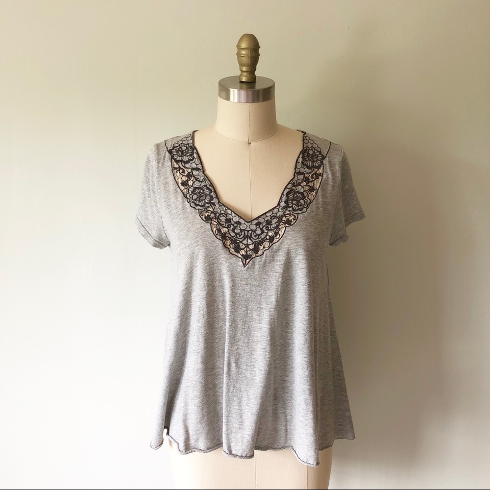 Embroidered V-Neck Top